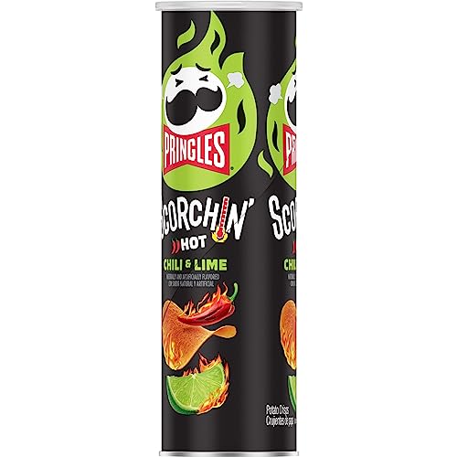 Pringles Scorchin' Potato Crisps Chips, Spicy Snacks, On-The-Go Snacks, Chili And Lime, 5.5Oz Can (1 Can) #TOP7