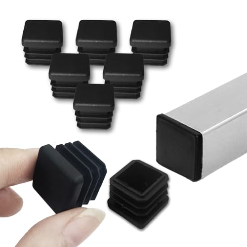 Image of 32 Pcs 3 /4 inch Square Tubing End Caps, Plastic End Caps Insert Finishing Plug for Chair Legs, Pipe Post, Table Legs (Black, 19x19mm)