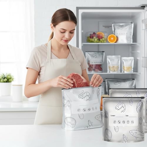 60 Bolsas de aluminio reutilizables herméticas de 3 tamaños para alimentos 4