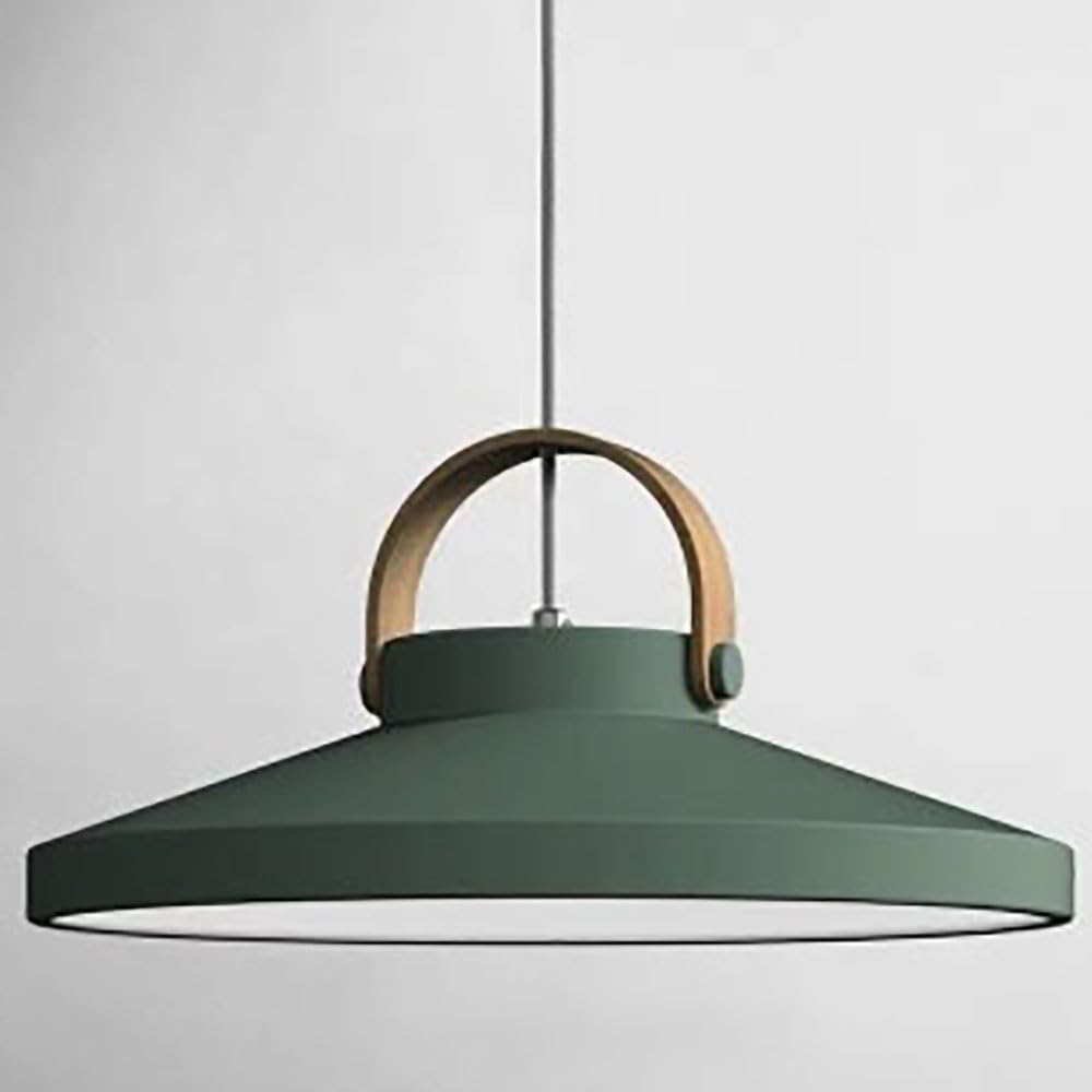 LED Pendant Light, Chandelier, for Kitchen Island, 14.5" Black Dome Fixtures Wood Industrial Ceiling Hanging Lamp for Dining Room Living Room Foyer Entryway Bedroom