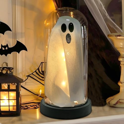 Catálogo de Halloween los mejores 5. 33 Decoración de Halloween, Halloween para Interiores Fantasma luminoso en Campana de Cristal,Fantasma Bonito con luz para el Hogar, la Mesa, Decoración de Fiestas y Decoraciones...