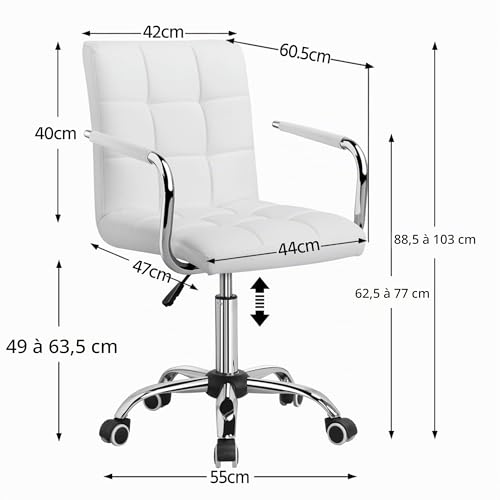 Chaise blanche ergonomique réglable en hauteur Yaheetech - 4