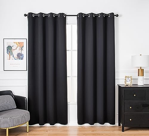 PI Blackout Door Curtain Thermal Insulated Room Darkening Privacy Doorway Curtain Window Treatment,for Front/Sliding Door/Closet/Patio(Black)