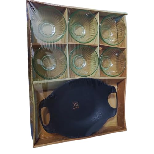 Image of Set of Black Kadai Paneer,6 Glass Bowl to Serve Paneer