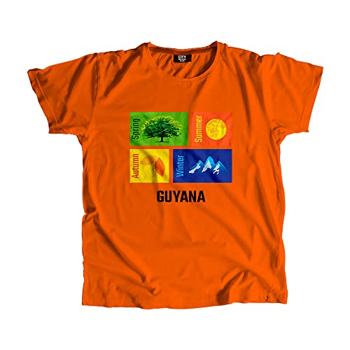 T-shirt orange Guyana Seasons t-shirt unisexe en coton léger