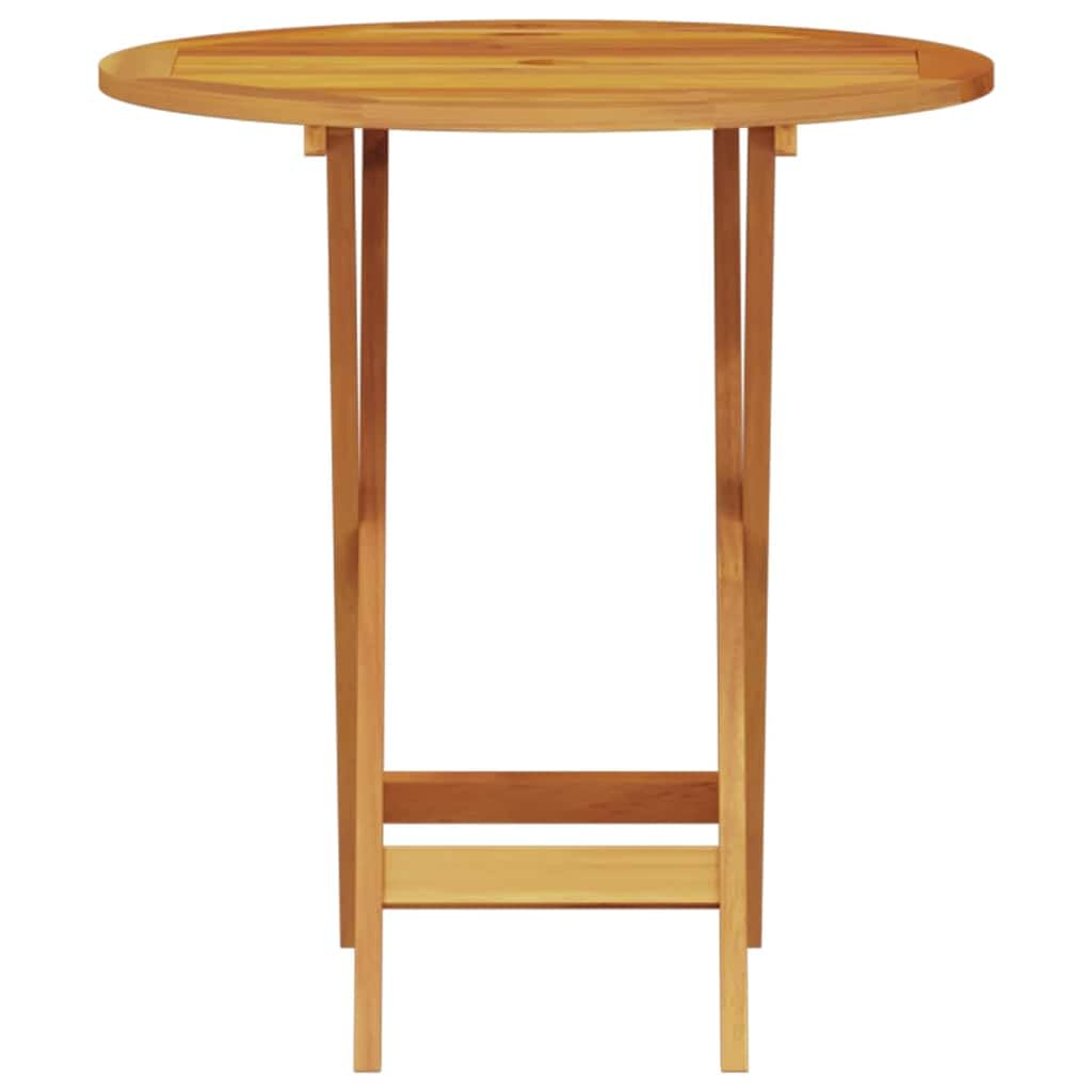 Set da bistro pieghevole da 3 pezzi, in legno di acacia massiccio, 60 x 60 x 75 cm, con cuscino salvaspazio, per piccoli balconi e terrazze, robusto set da giardino in legno per esterni e sala