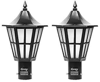 Hurricane Outdoor Gate/Pillar/Garden Light, Black, Small, Pack of 2