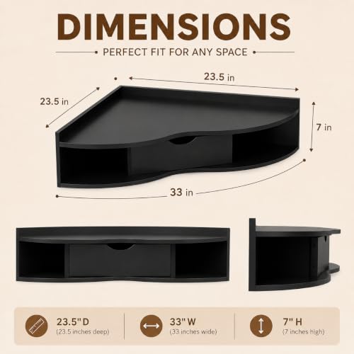 Image of Basicwise Wall Mounted Folding Desk with Drawer & Shelves - Fold Down Table
