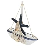 Gatuida Mediterrane Segelboot Dekoration Holz Modell Desktop Sailboat Ornament Mediterraner Stil Stabile Tischdeko für Büro und Zuhause Geschenkidee für Segelliebhaber Handgefertigt