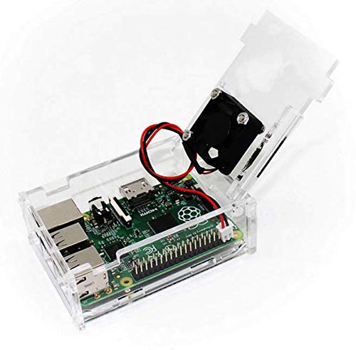 Transparent Acrylic Shell Case for Raspberry Pi 3 Model B with Compatible Fan Installation