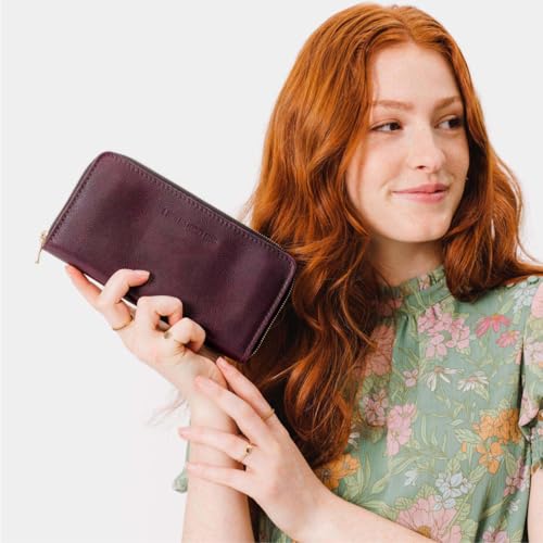 Portland Leather Goods Women's Accordion Zip Wallet – Handcrafted in Durable, Full-Grain Leather – 8 Card Slots & Secure Zippered Pocket – Plum4