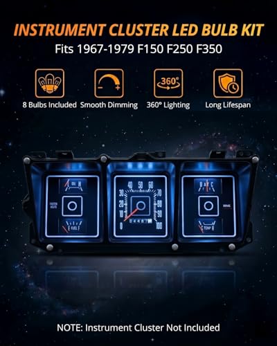 Image of WLJH Super Bright Blue Instrument Cluster Panel Lights Gauge Speedometer Tachometer Indicator Lamp Bulb Full Dash Led Light Kit For Ford F150 F250 F350 1967-1979, Pack of 8 | 3030 SMD, 200lm, Dash Backlight, Instrument Illumination, Warning Indicators, No Soldering, Nighttime Readability, 8-Pack