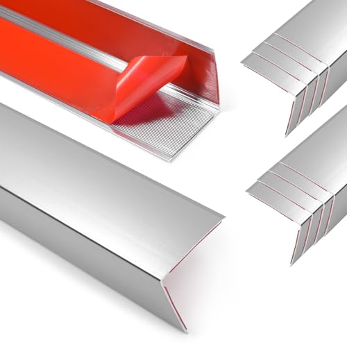 Image of 8Pack Aluminum Metal Corner Protector, 45″x 2″ Peel and Stick L Molding Corner Guards with 90 Angle, for Wall Door Frame Cabinet Furniture Baseboard Protection and Decoration (Silver)