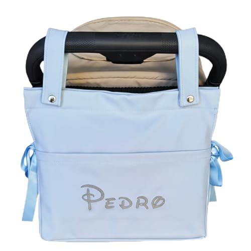 mibebestore Bolso Organizador Carrito Bebe Personalizado para Silla Paseo Maternidad Lavable con Bolsillos Regalo Recien Nacido Niña/o Baby Shower Compatible Cualquier Carro de Bebes Talega Azul