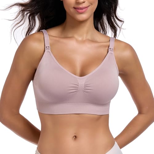 OHweeks Women’s Seamless Nursing Bra Wireless Maternity Bra 5Packs with Removable Pads Pregnancy Postpartum — view 3