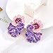 Aksod Large Flower Earrings Studs Dangle Purple Enamel Statement Earrings Big Exaggerated Floral Earrings Jewelry for Women (Purple)