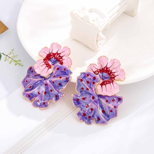 Large Flower Earrings Studs Dangle Enamel Statement Earrings Big Exaggerated Floral Earrings Jewelry for Women3