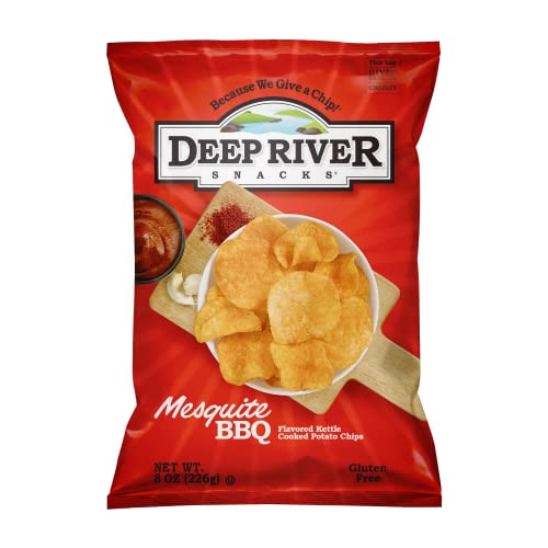 Deep River Snacks Mesquite BBQ Kettle Cooked Potato Chips, 8-Ounce (Pack of 12)
