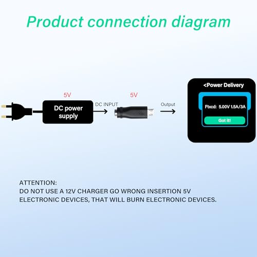 SinLoon 5 PCS USB Micro a DC Adaptador 5.5 x 2.1mm miniatura 3