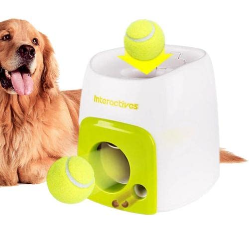 Cawevon Automatic Interactive Tennis Machine Dog Feeder Ball Launcher Dog Toy Ball Thrower Enrichment Toys for Dogs. Interactive Puppy for Small and Medium Size Dogs, 3 Balls Included (2 inch) - Thumbnail 2