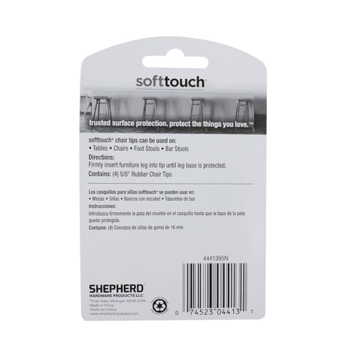 Image of SoftTouch 4441395N 5 /8 Inch Rubber Folding Metal Chair Leg Cap Replacement, 5 /8 inch, White, 4 Count