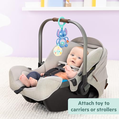 Image of Bright Starts Disney Baby Stitch Tummy Tumble Baby Toy - Spinning Bead Chaser Toy, On The Go Travel, Unisex, Stroller Toy for Newborns & Up