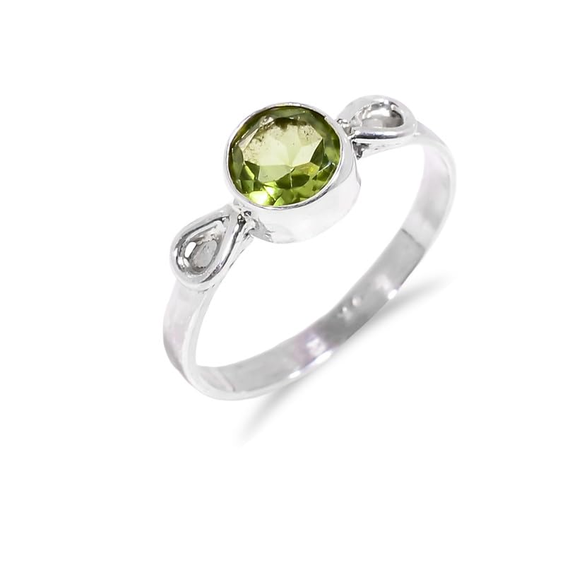 Bague péridot en argent pour des fiançailles minimalistes, le cadeau mixte idéal BR21-P