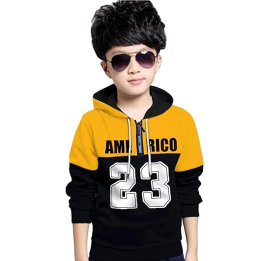 Image of Viitor Stylish Boys Hooded Neck Sweatshirt Yellow