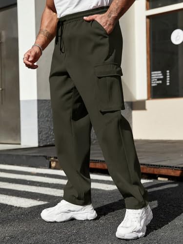 Image of Leriya Fashion Men's Cargo Pants | 4 Pocket Cotton Cargo Joggers for Men | Loose Fit Stylish Pant with Pockets | Casual Baggy Trousers & Streetwear Lower