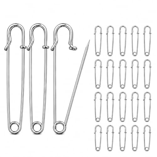 24pcs Grandes Épingles à Nourrice Extra Larges 70mm, éPingles de SûReté Extra Larges en Acier Inoxydable pour Kilt Couture Couverture Bricolage Tricot...