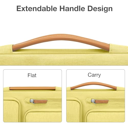 Image of MOSISO 360 Protective Laptop Case 13.3 inch, 13-13.3 inch Laptop Sleeve Compatible with MacBook Air /Pro 13 / Pro 14,HP Dell Acer ASUS,Side Open Carrying Case with 4 Zipper Pockets&Handle, Yellow