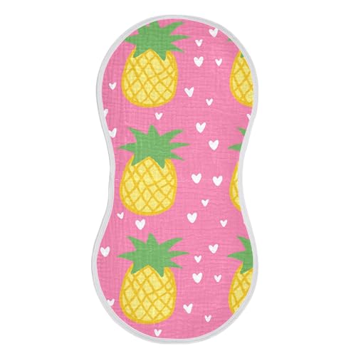 xigua Pineapples Muslin Baby Burp Cloths Set of 4, Super Soft & Absorbent Burping Rags, Cotton Burp Clothes Shower Gift for Newborn, Baby Girls and Boys