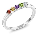 Gem Stone King 10K White Gold Customized and Personalized Build Your Own 3mm 5 Birthstone For Her...