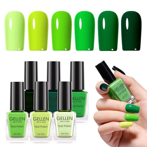GELLEN Green Nail Polish Full Size No Light Needed Toxin HEMA Free