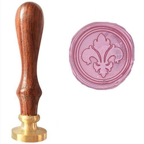 Mdlg vintage Fancy Fleur de lys Image Logo invitations de mariage cachet de cire d'étanchéité Tampon en bois de palissandre Lot de poignées de kit (Tampon uniquement)