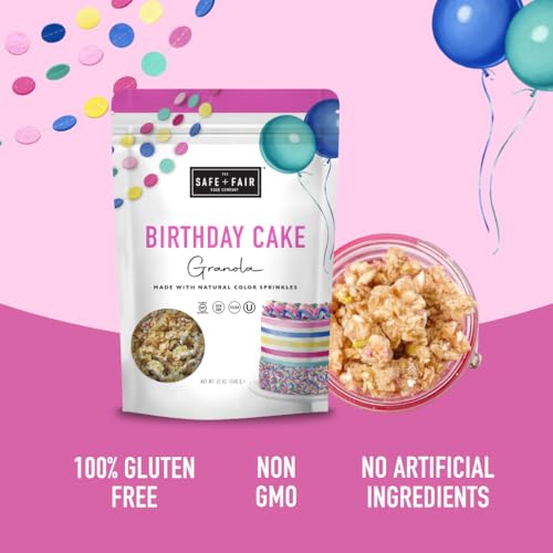Image of The Safe + Fair Food Company Birthday Cake Granola - 12oz | Gluten-free, vegan & plant-based snack, natural sprinkles, allergen-free, non-GMO