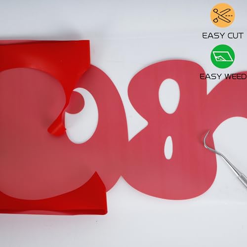 Image of RENLITONG 3D Puff HTV Matte Heat Transfer Vinyl Roll 12 inch x 7ft Iron on for Heat Press T Shirt for All Cutter Machine Heat Vinyl Design (7ft, 3D Puff Red)