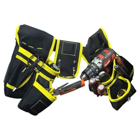 Tool Belt 26 Pockets With Magnet Point Tool Pouch Tool Organizer Utility Waist Apron Drill Holder For Home DIY Hammer Holder For Woodworker Electrician Construction Plumber Handyman Carpenter Dad Gift Cover