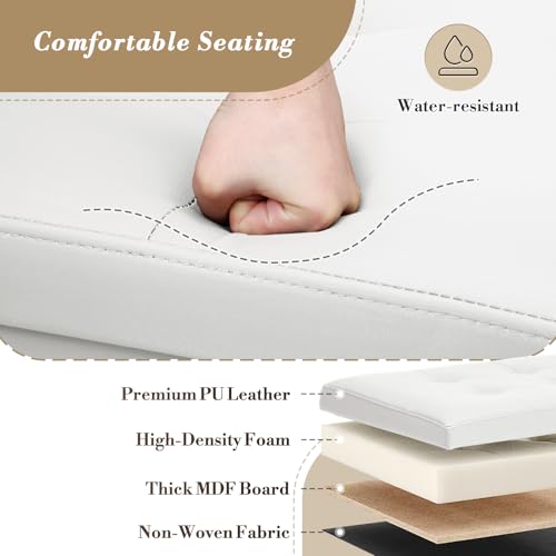 Athena Collection Leather Ottoman Bench with Storage, 43 Inches Large End of Bed Storage Ottoman Bench, 130L Load 220 Lbs Foot Rest for Bedroom, Living Room, Entyway, White by Athena Collection - Image 4