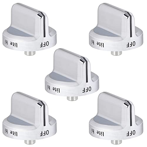 Upgrade 5304502763 Stove Knob Replacements Compatible with Frigidaire Gas Stove Range Oven Knobs Reinforced Stainless Steel Protection Ring Replacement Part for AP5984069 (5 Packs)