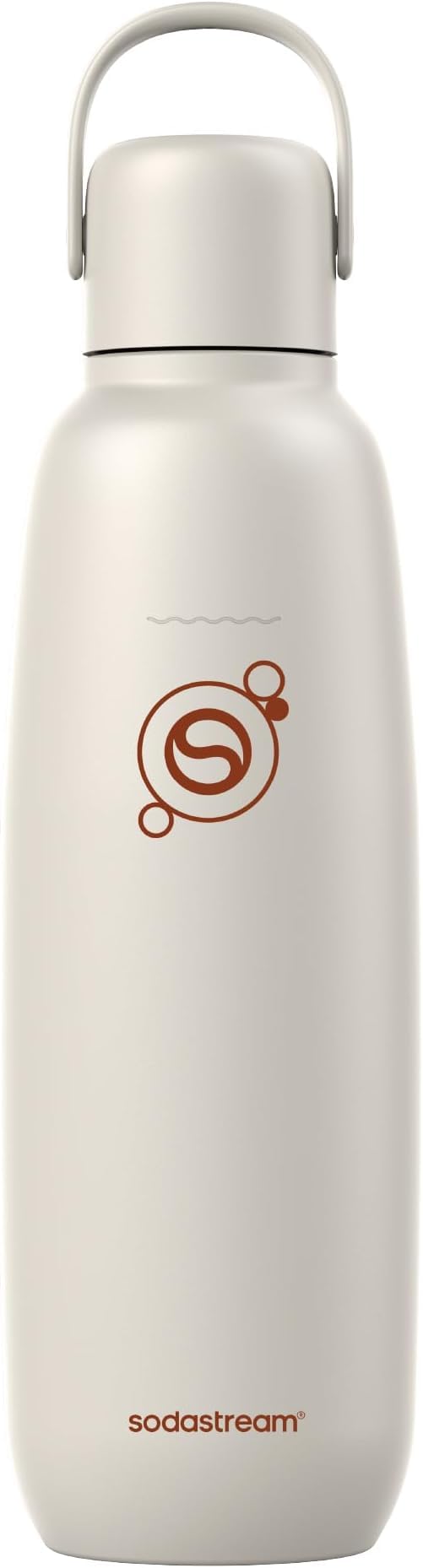 sodastream Fizz &amp; Go Cool, Stainless Steel Carbonated Water Bottle 0.9L, Insulated Metal Bottle for Sparkling Water, Compatible with TERRA, ART, ENSO &amp; More in Sand Beige (Pack of 6)