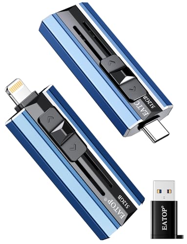 EATOP 512GB Flash Drive Intended for iPhone iPad, Memory Stick Storage for Photos and Videos Backup, Compatible with iPhone iPad Android PC, Plug and Play, No Application Required (Blue)