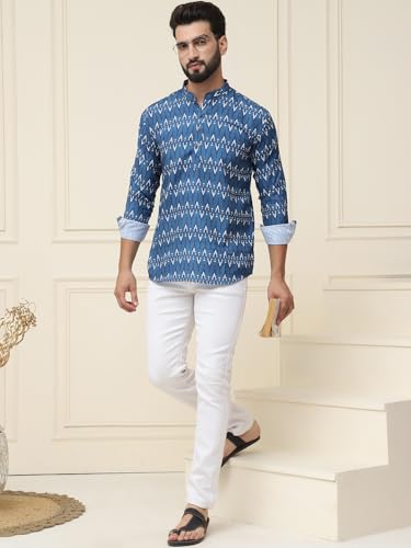 Image of SOJANYA (Since 1958, Men's Pure Cotton Printed ONLY Short Kurta