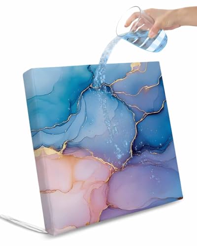 2 Pack Blue Pink Marble Waterproof Cushion Covers with Ties, Outdoor Patio Chaise Lounge Chair Seat Cushion Slip Covers Replacement(Only Cover) Modern Abstract Artwork 24