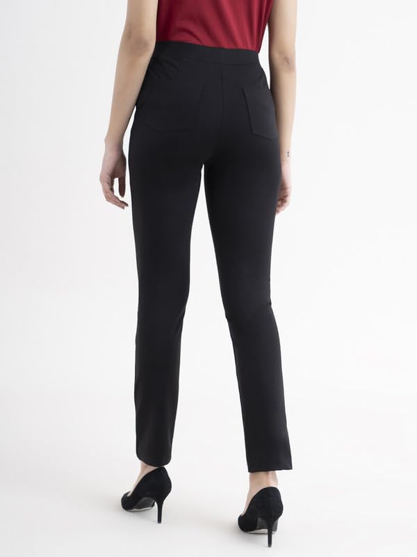 Image of FableStreet Women's Livin Air Stretch Striaght Pants /Trouser | Viscose Rayon with High-Rise Waist | Solid Pattern & Plain Weave Fabric | Office Wear & Business Meetings