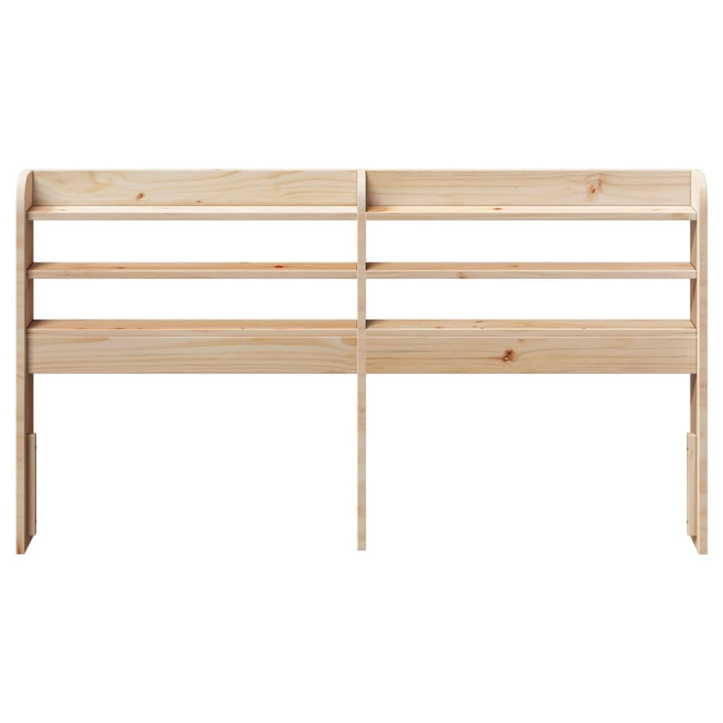 Testiera da letto in legno di pino massello da 160 cm, autoportante, con tre ripiani