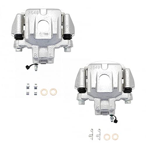 Image of TRQ Rear Brake Caliper Set Zinc Coated Brackets Hardware Compatible with 2004-2007 Toyota Highlander