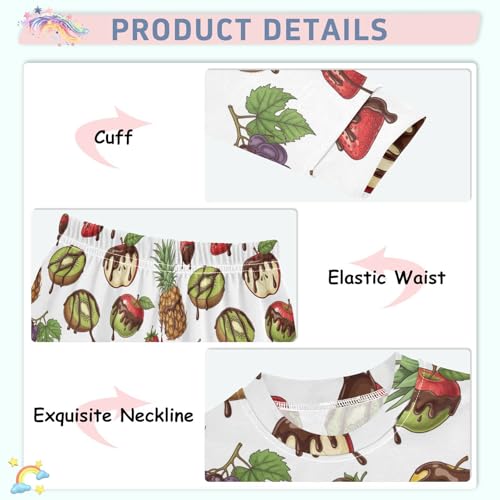 Pajama Sets Long Sleeve Various Fruits Chocolate Cream Soft Comfy Sleepwear 2 Piece PJS 3-8T4