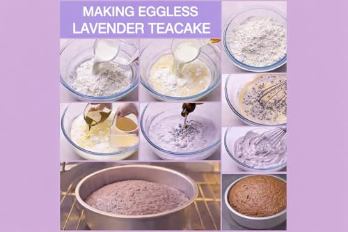 Image of MOM'S BAKERY Lavender Cake 250g | Soft & Moist Lavender-Infused Sponge Cake | Added Sugar & Butter, Vegan, Freshly Baked Bakery Style Dessert | Made with Premium T45 Flour | Fresh Home Baked | No Egg, Vegetarian | Perfect for Tea Time & Snacking, Ready To Eat