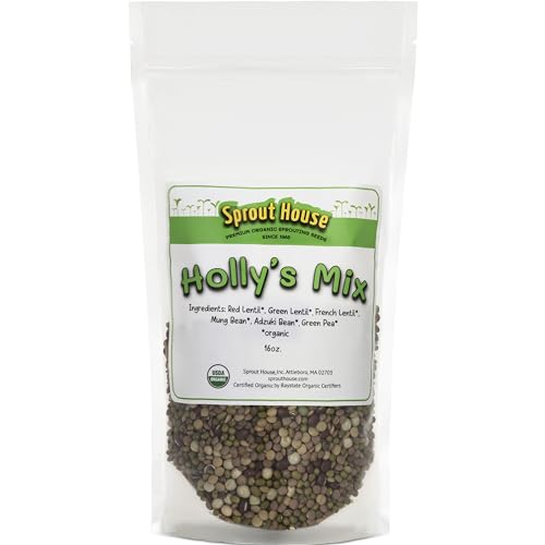 The Sprout House Certified Organic Non-gmo Sprouting Seeds Holly's Mix - Mung, Adzuki, Green Pea, Red Lentil, French Lentil, Green Lentil 1 Pound